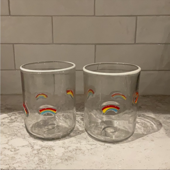 Anthropologie Rainbow Fused Glass Juice Glasses (2) - Picture 1 of 4